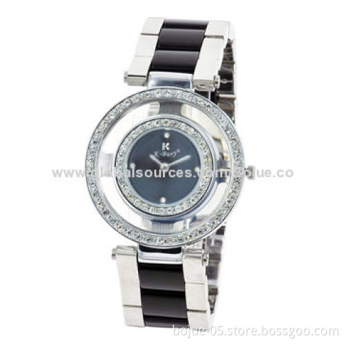 Ladies fashion jewelry watches with double ring set auger